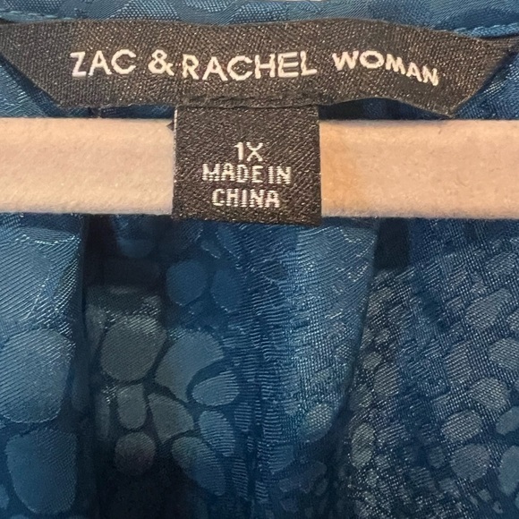 007. NWT ZAC & RACHEL Teal Blouse 1x - Picture 2 of 4